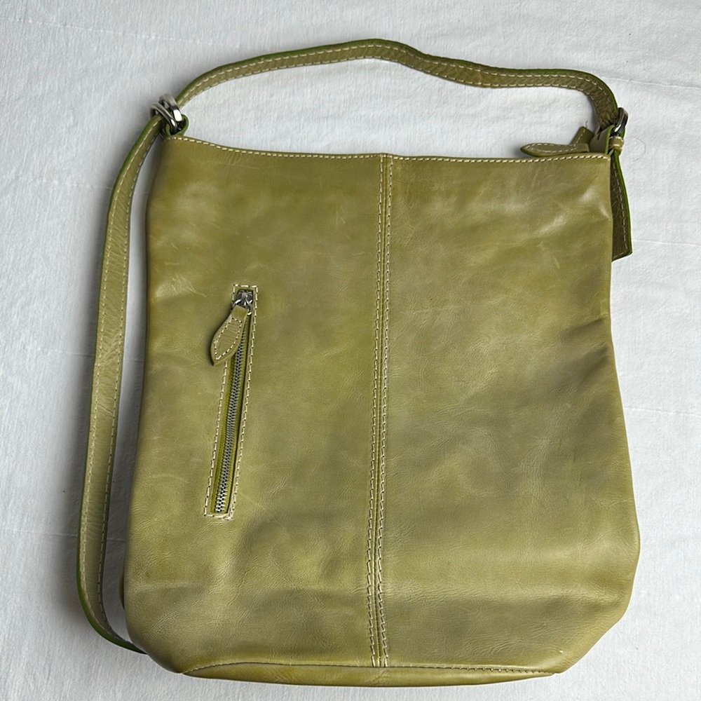 Marco Buggiani Olive Green Leather Shoulder Bag